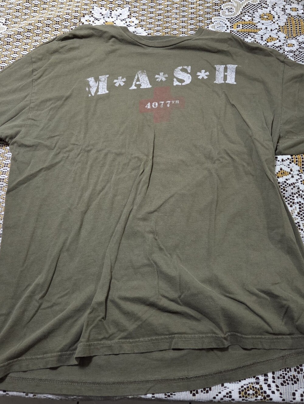 MASH 4077th Army Green T-Shirt Size XL Distressed Graphic Tee Vintage Style